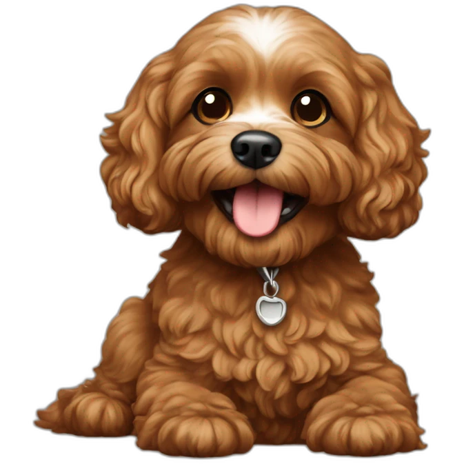 Cavapoo dog brown happy emoji