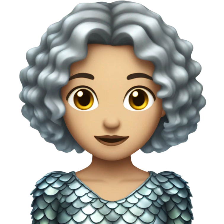 pretty evil siren girl, with fish scales and short hair emoji