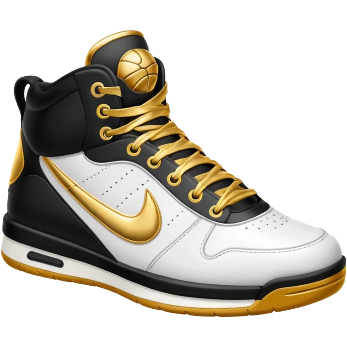 a basketball shoe with gold laces emoji