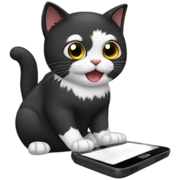 black-cat-with-phone emoji
