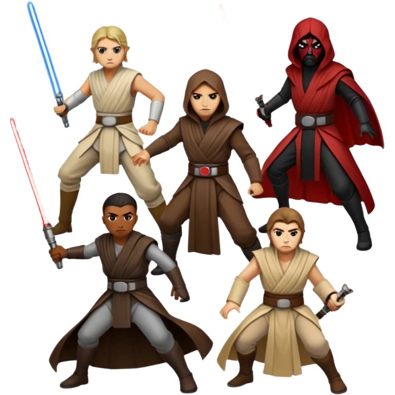 Four jedi and Four Sith fighting emoji