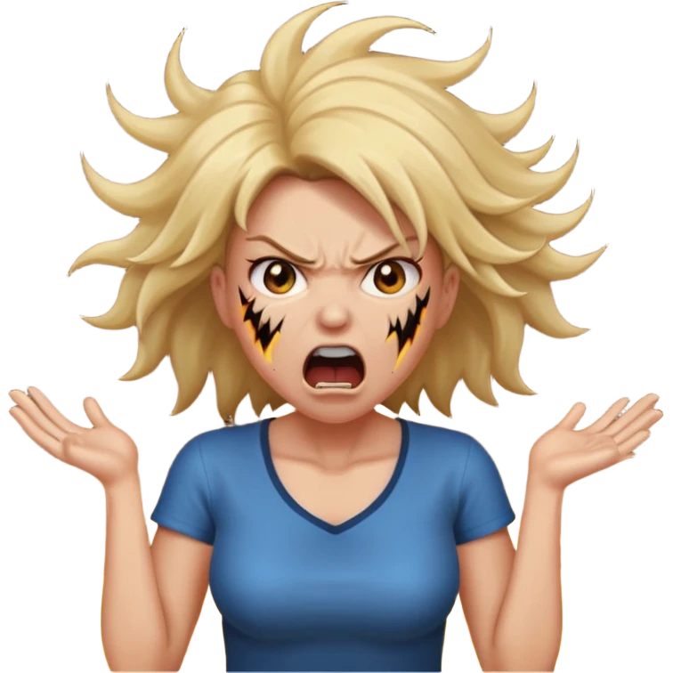 angry electrocuted woman emoji