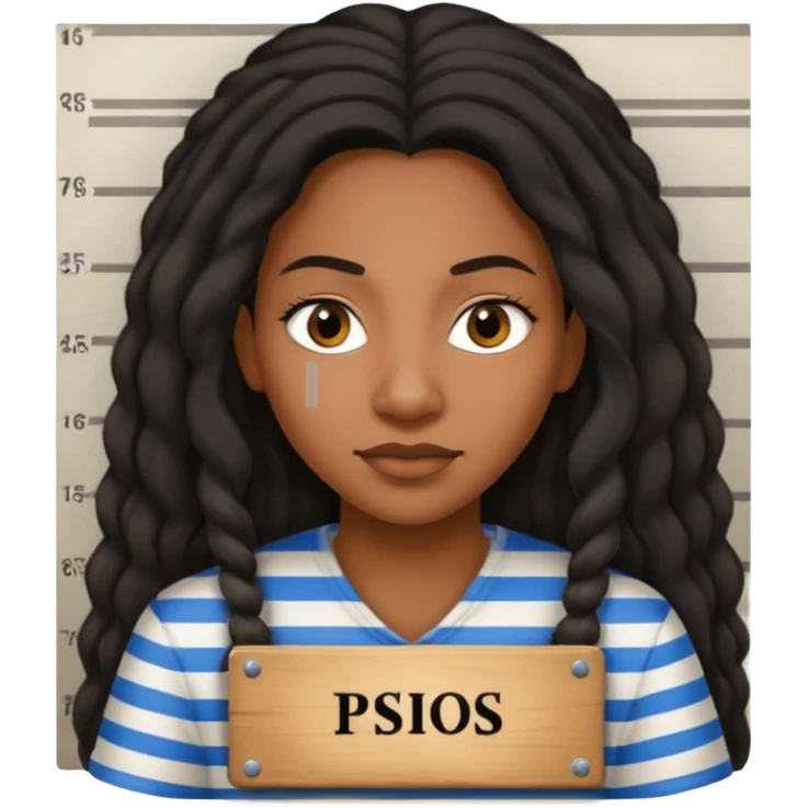 prisoner long haired black woman mug shot emoji