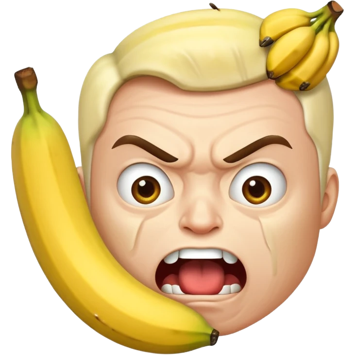 Una persona enojada Que tiene la cara Caliente pero a la vez fría sosteniendo una banana emoji