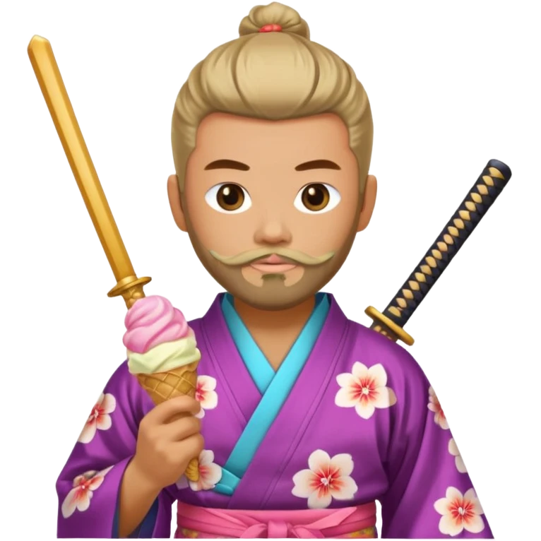 SAMURAI WITH EAT ICE CREAM BEARD GAY emoji