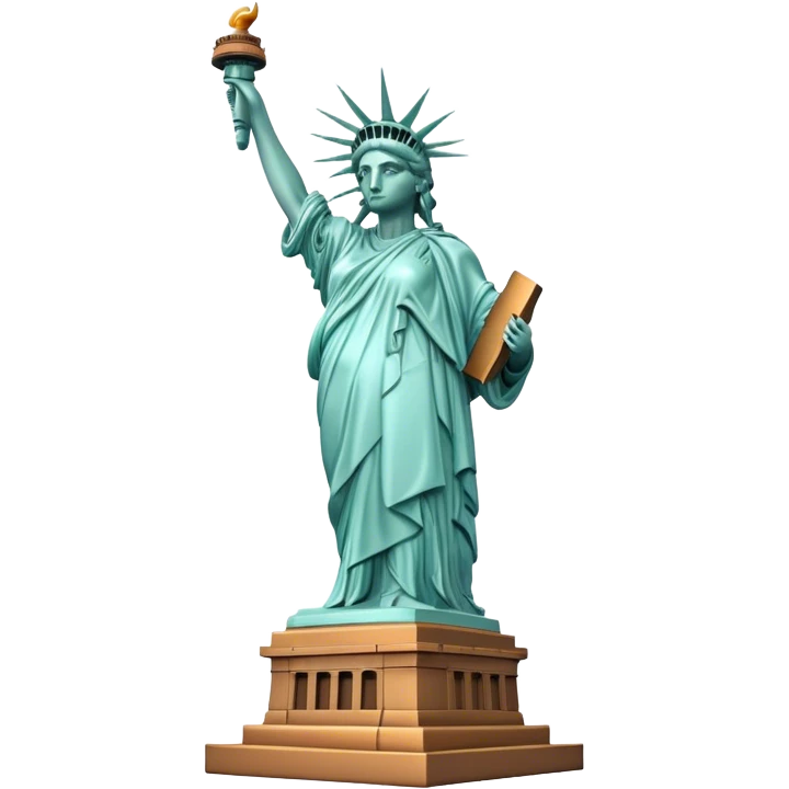 Cinematic Realistic Statue of Liberty Landmark Emoji, depicted with the iconic, majestic statue set against a clear sky rendered with detailed textures and dramatic, symbolic lighting. emoji