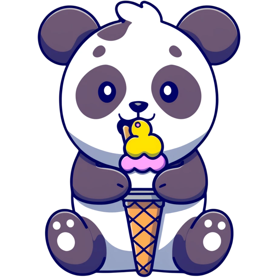 Panda eating ice cream emoji