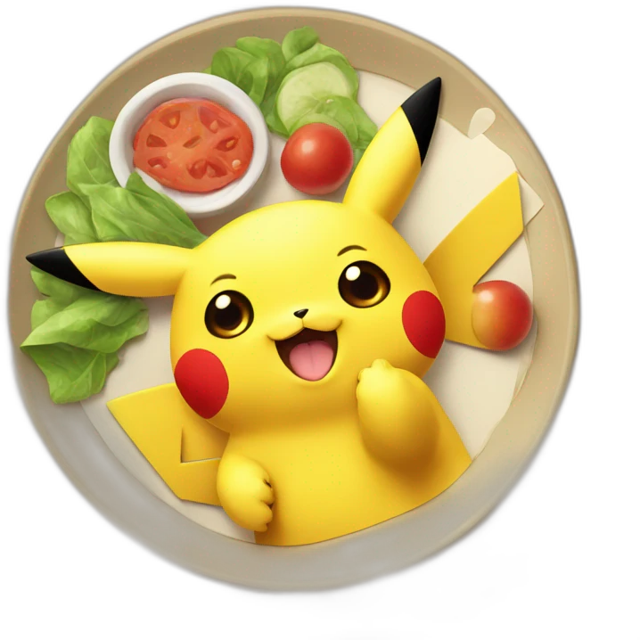 Pikachu saying goodlunch emoji