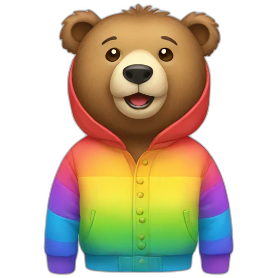 bear wearing rainbow coat emoji