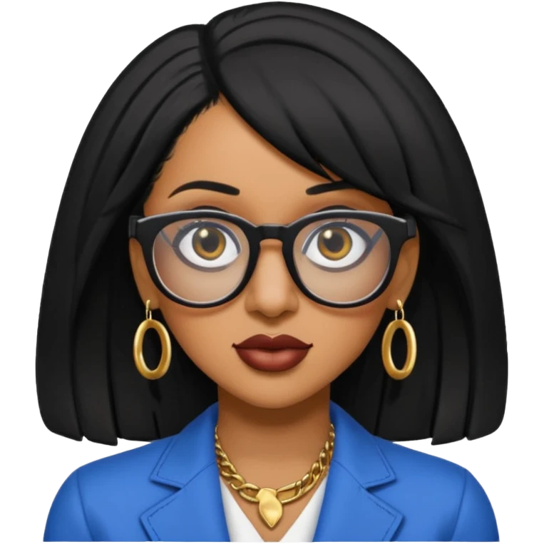 rapper Cardi B black hair wear glasses emoji