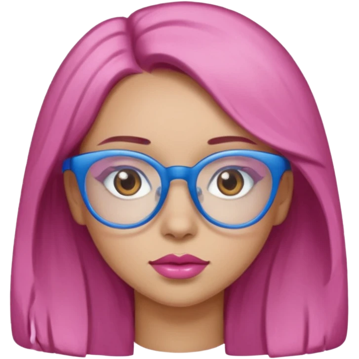 A girl with light skin, brown eyes, blue glasses, pink lips, and ONLY LIGHT BROWN hair. NO PINK!!!
 emoji