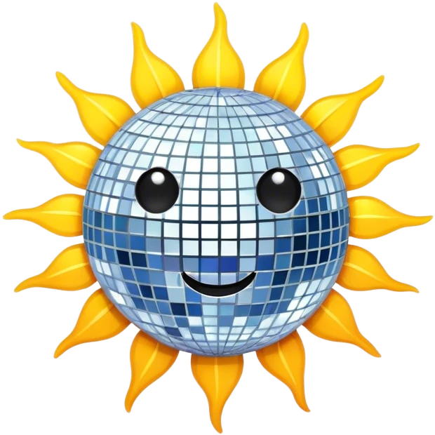 Make a disco ball sun￼ emoji