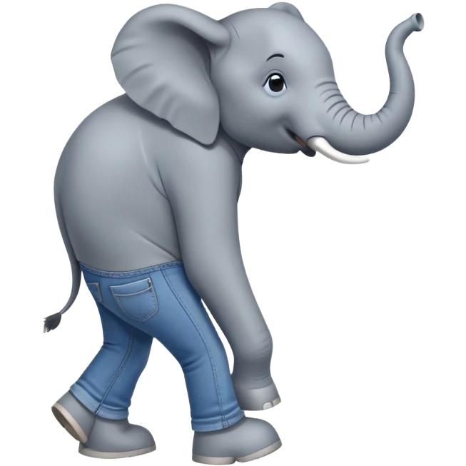 anthropomorphised elephant in jeans and t-shirt walking upright emoji