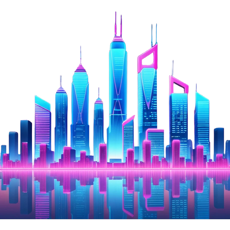 A futuristic cityscape at night, with neon lights and towering skyscrapers illuminating the sky emoji