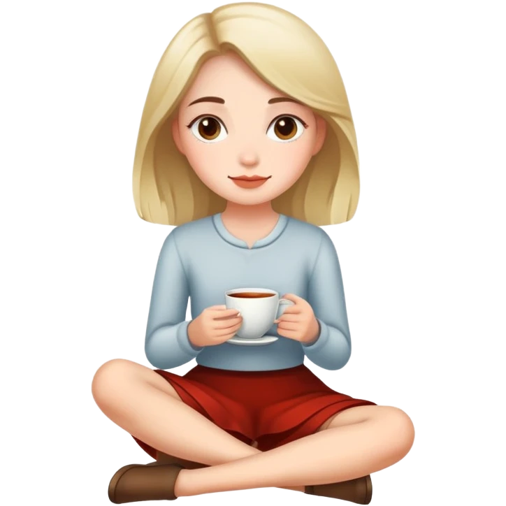 Dziewczyna siedziąca z herbatą z nogą na nogę  emoji