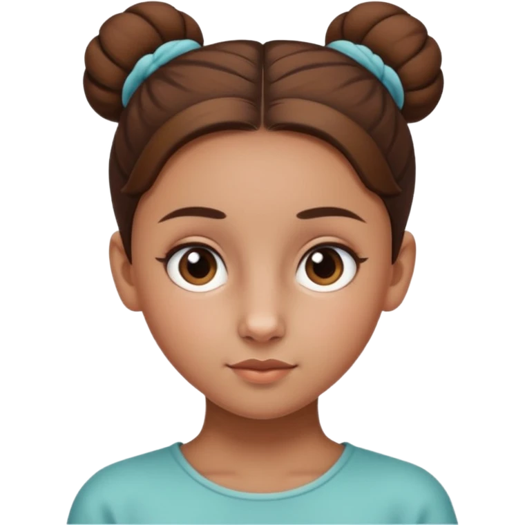 Normal skinned, tiny nosed, brown haired girl with sleek buns emoji