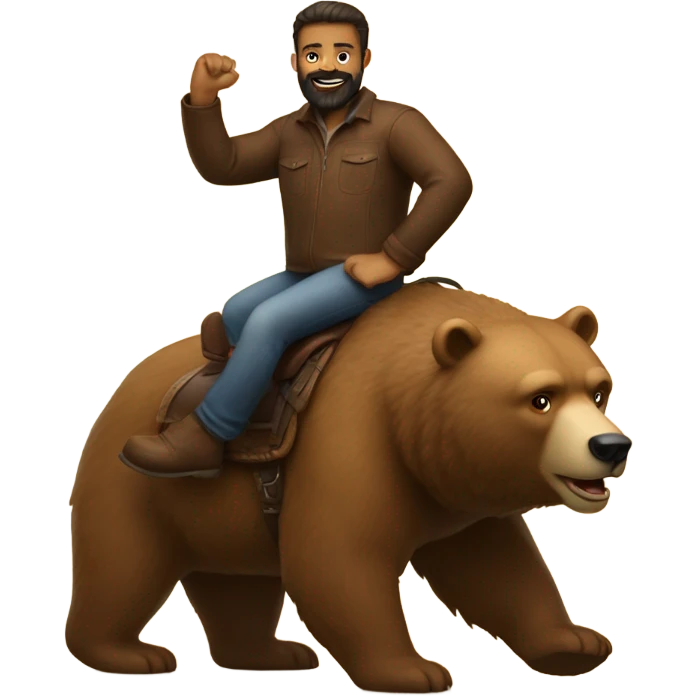 Man with beard riding a bear emoji