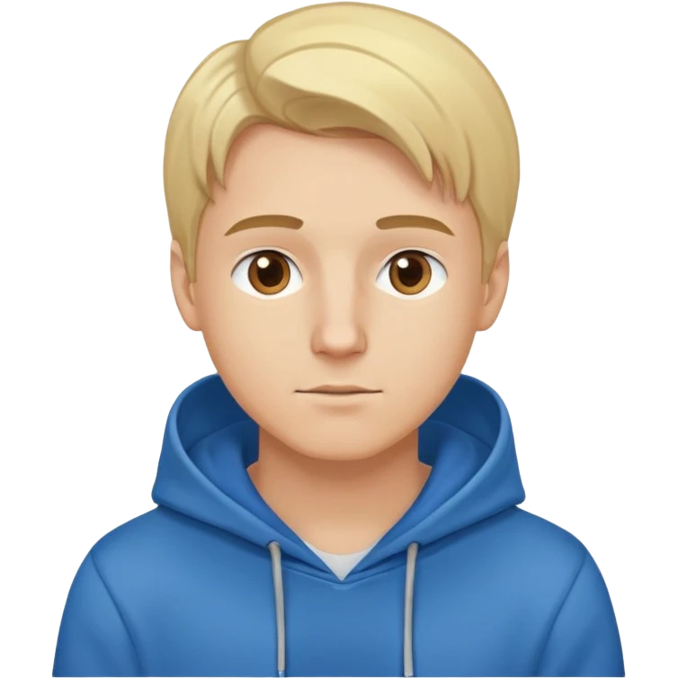 Blond man with brown eyes blue hoodie coding elegant   emoji