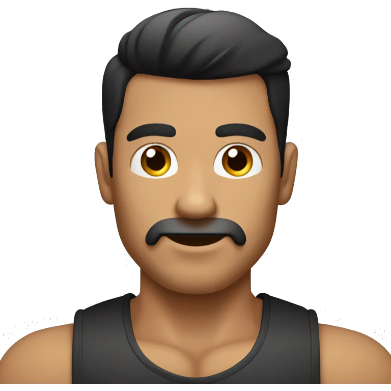 hombre blanco con cabello negro, masa muscular tomando jugo de un vas emoji