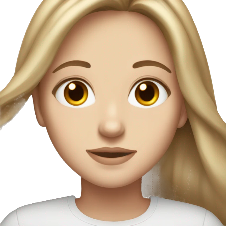 Pretty White girl with long brown hair and light hazel eyes emoji