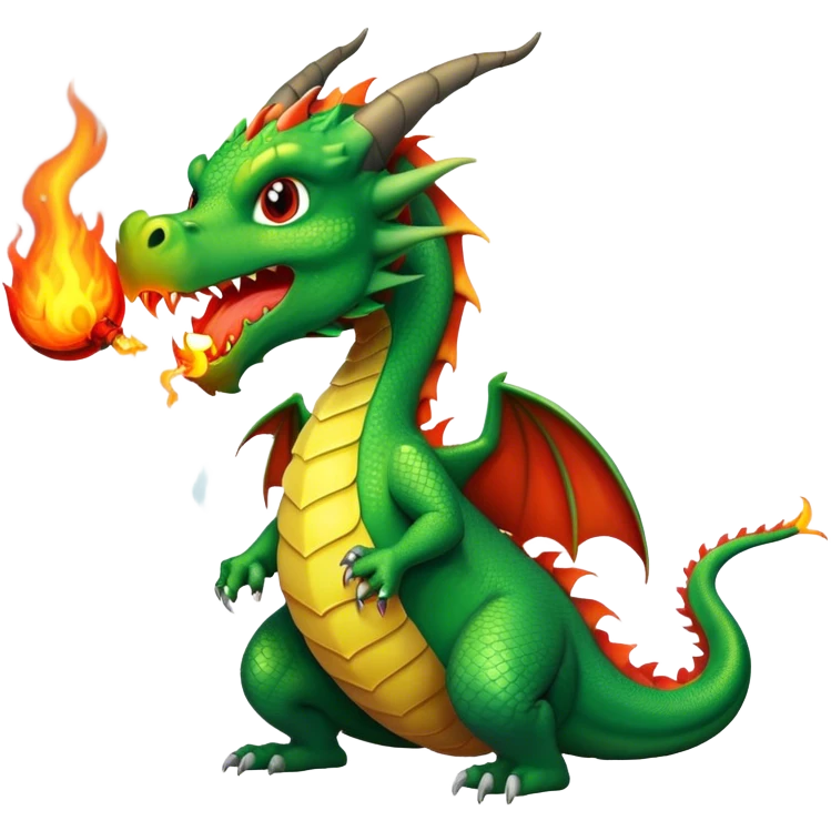 Green dragon spiting out a fireball emoji