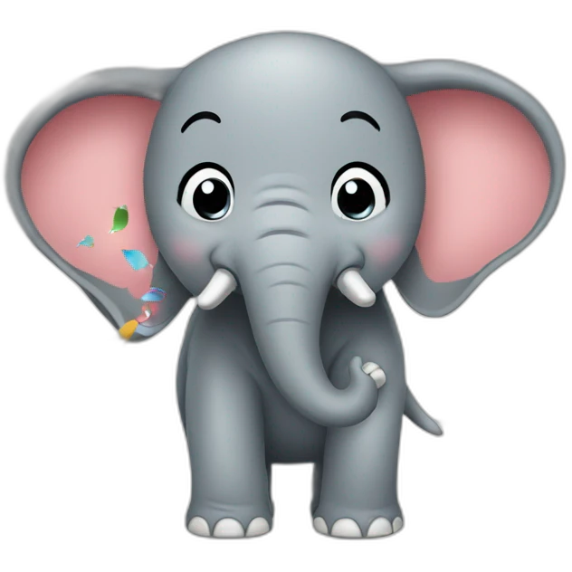 elephant throwing confetti cartoon emoji