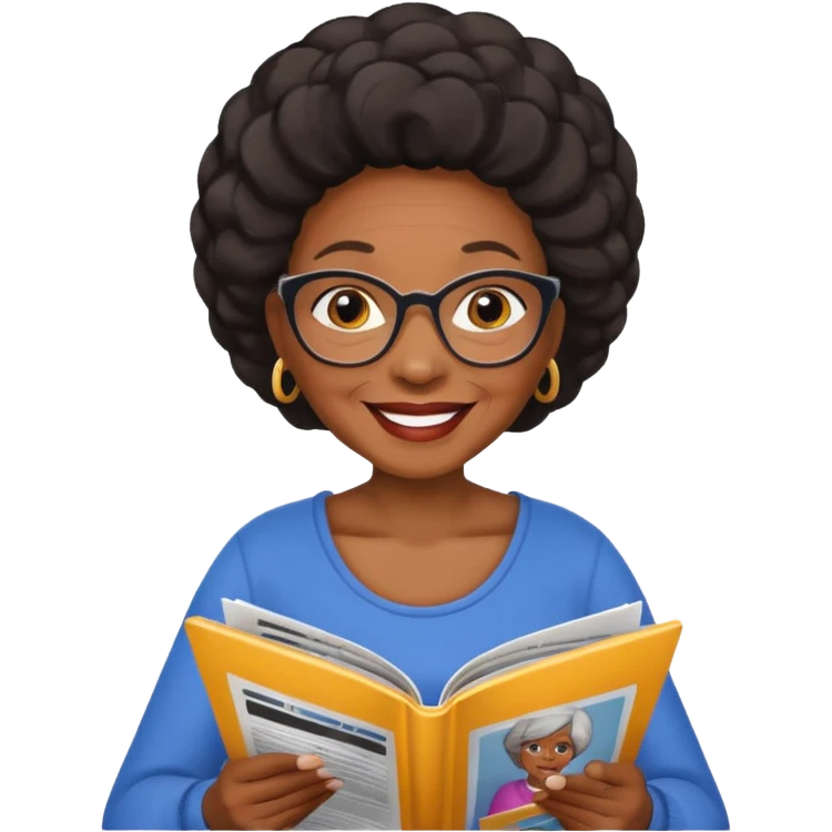 old black woman read magazine emoji