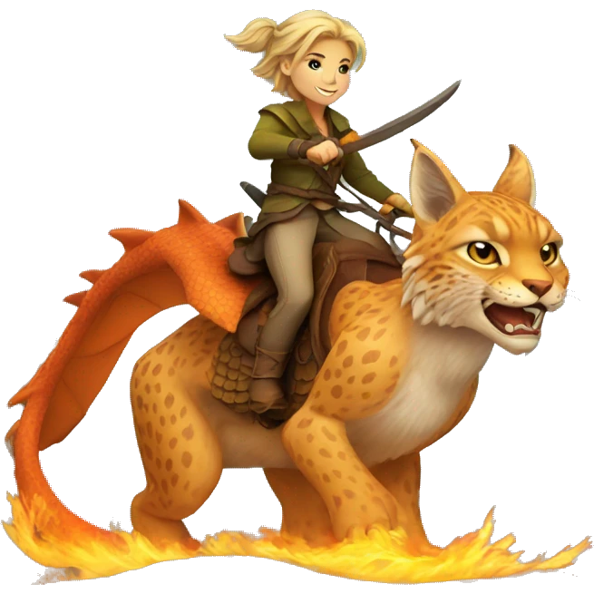 Lynx riding a dragon emoji
