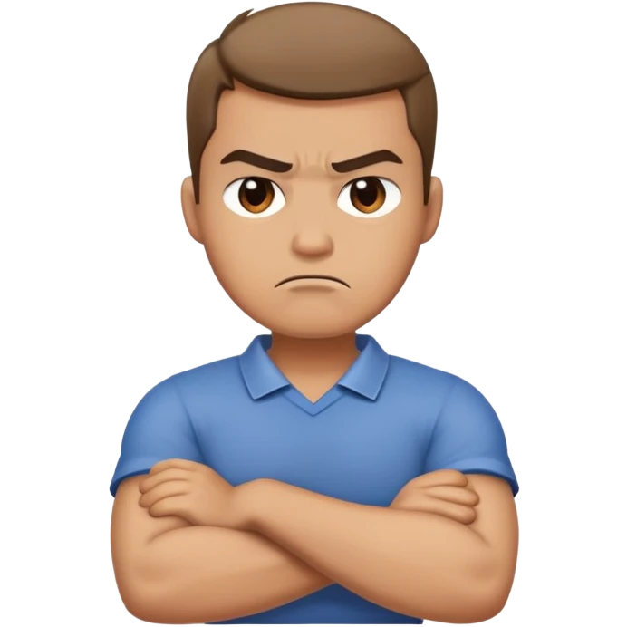 Arms crossed holding neck angry guy emoji