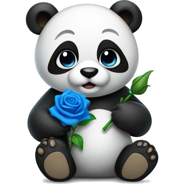 panda holding a blue rose emoji