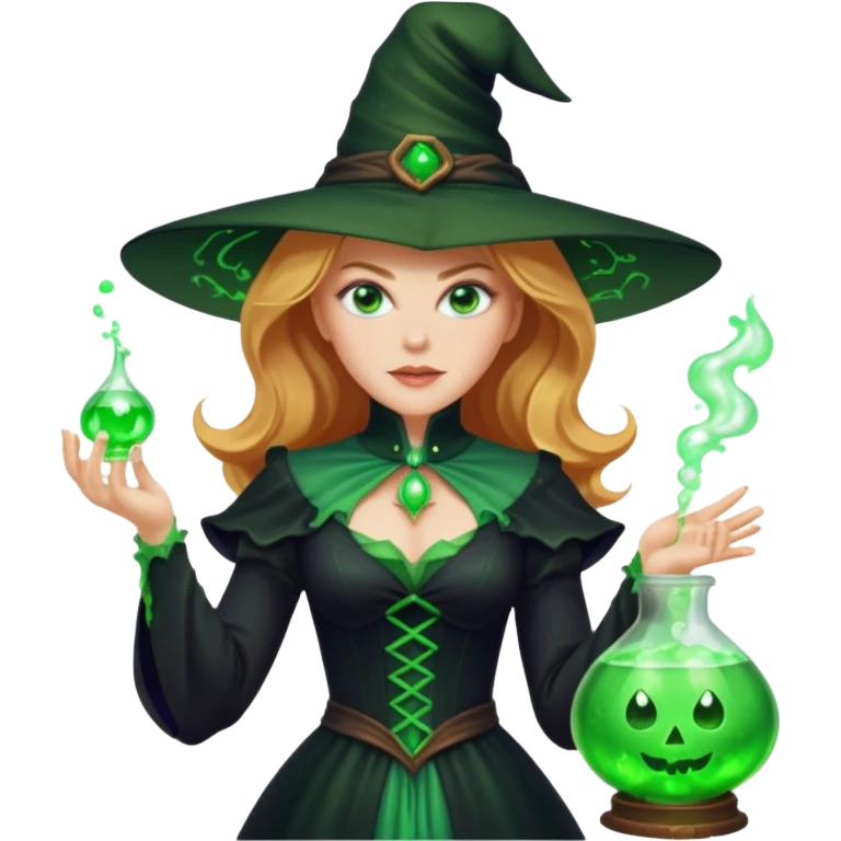 Nicole Kidman making green glowing potion in witch costume emoji