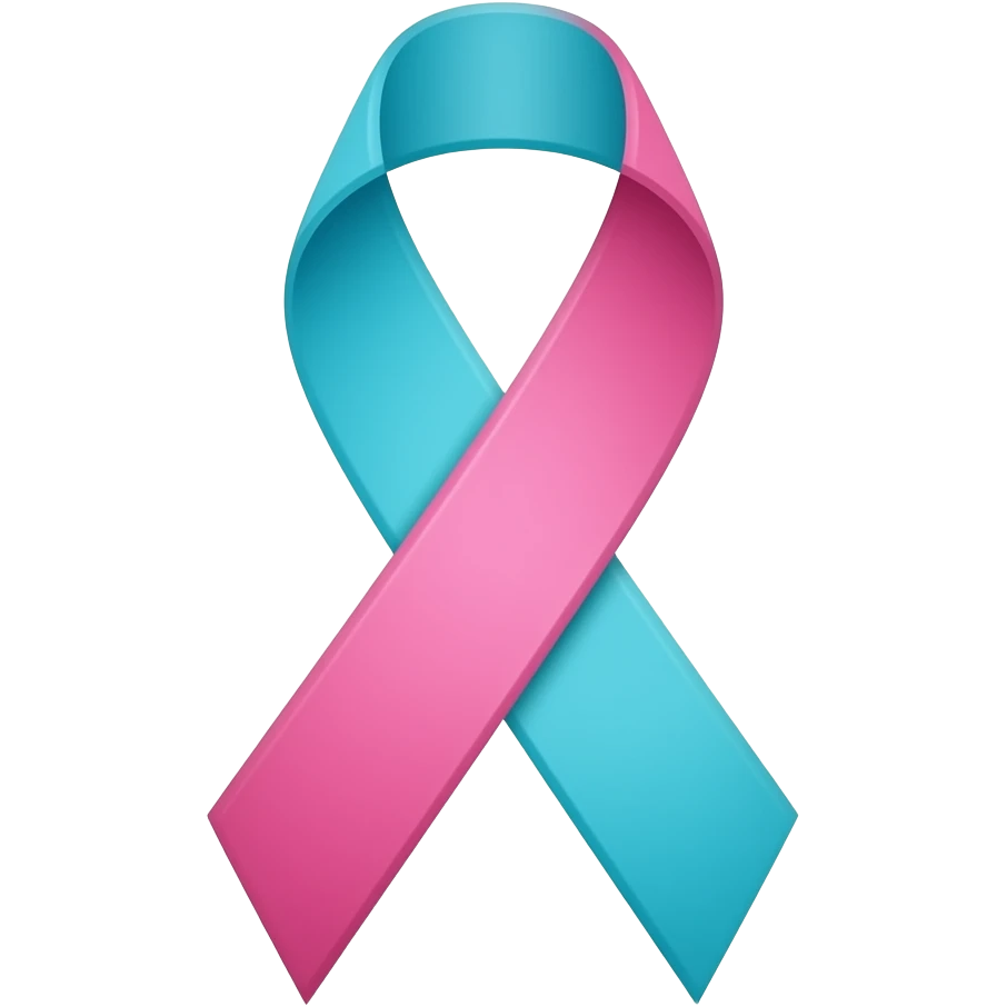 Blue, teal and pink cancer ribbon emoji