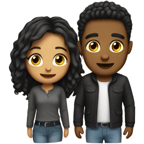 cute couple with smiles emoji