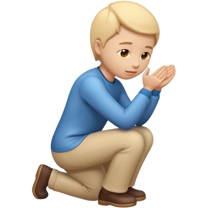 3D emoji style person bowing, respectful angle, centered, soft shadow, white background. emoji
