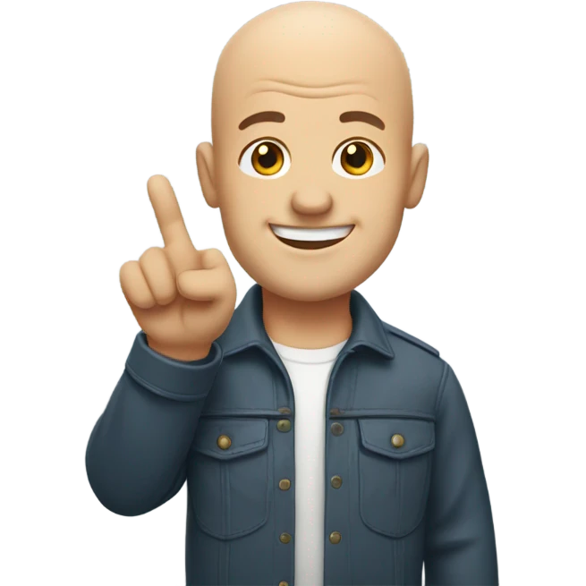 Bald man waving  emoji