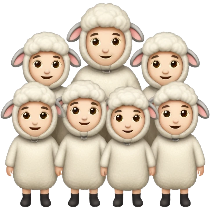 Quero 5 pessoas vestidas de ovelhas emoji