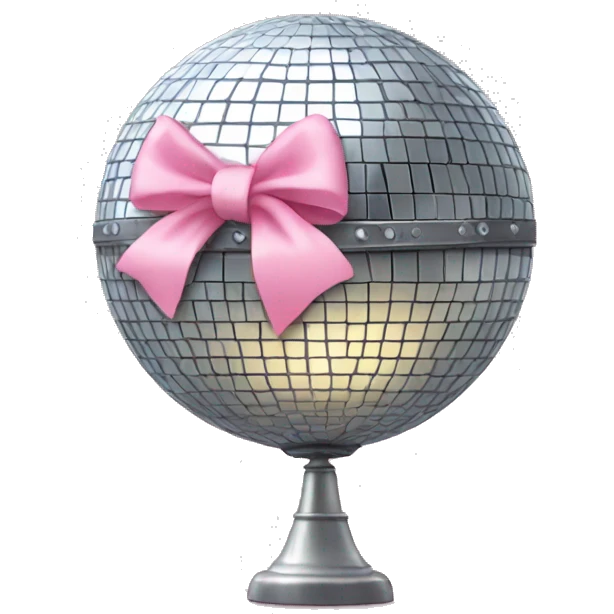 Disco ball with light pink bow emoji