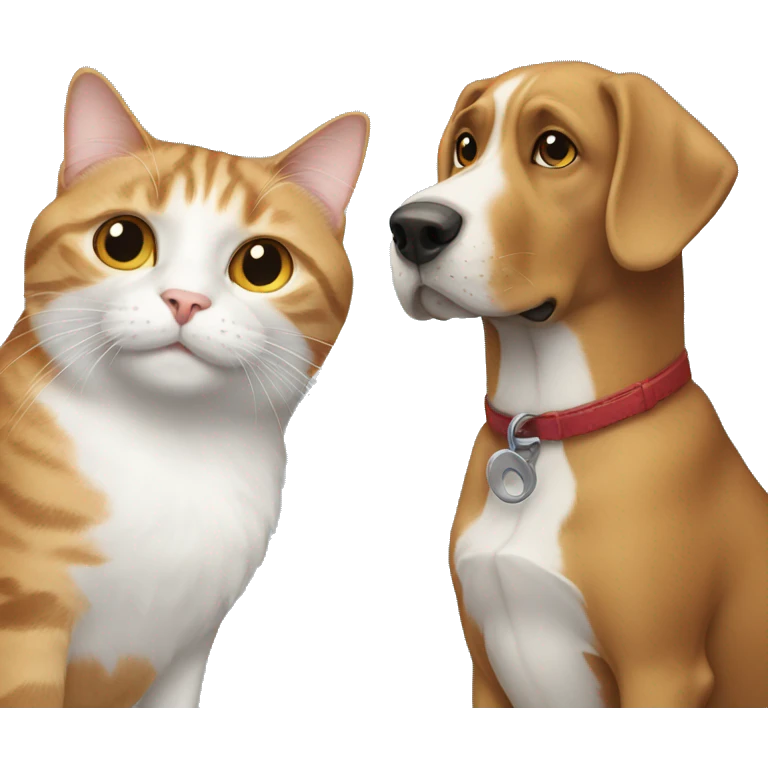 Cat meets dog emoji