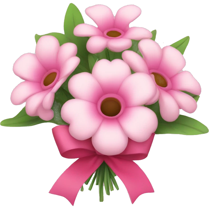 Flower bouquet with pink bow tied around it  emoji