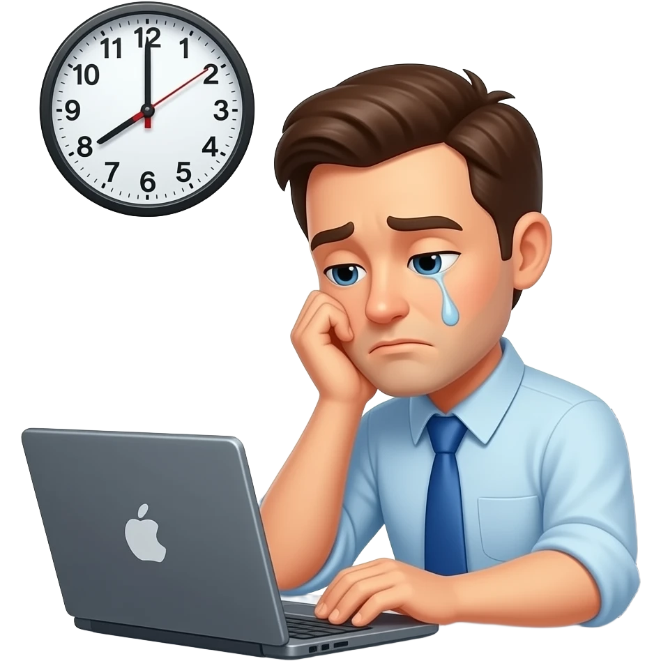 A working man in laptop waiting for long hours emoji