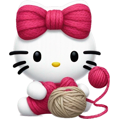 Hello kitty holding a yarn ball emoji