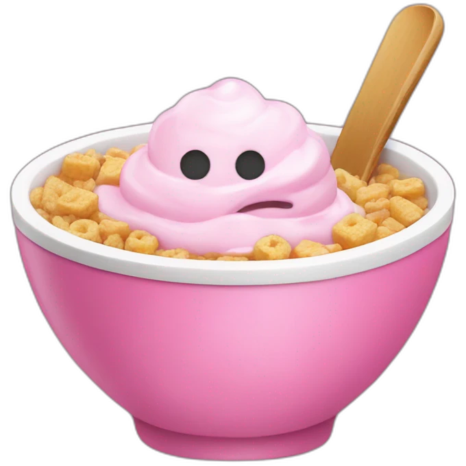 pink iogurt with cereal on a bowl emoji