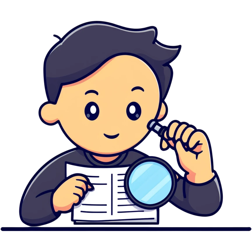 business research with magnifying glass and report emoji