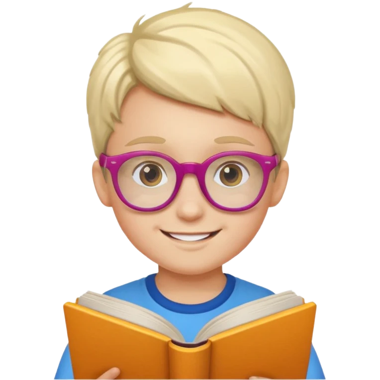 kid reading a book colored glasses emoji