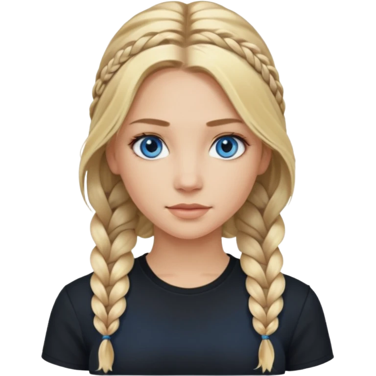 Blonde balayage  With highlights long hair half braids women blue eyes wearing black top emoji