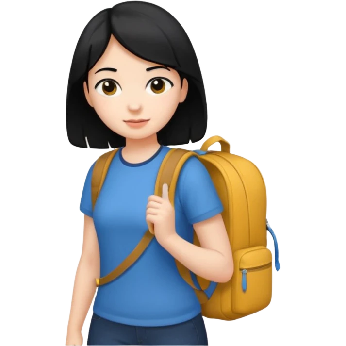 girl with black hair in short sleeves going to school emoji