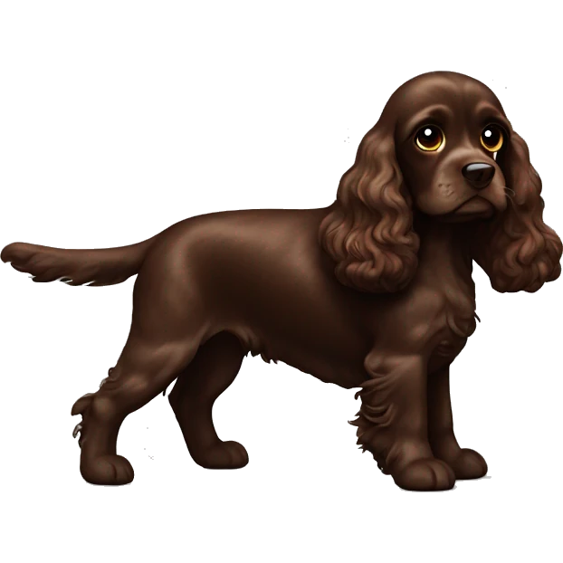 Chocolate brown cocker spaniel with lightsaber emoji