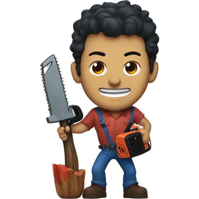 ash from evil dead smiling with chainsaw emoji