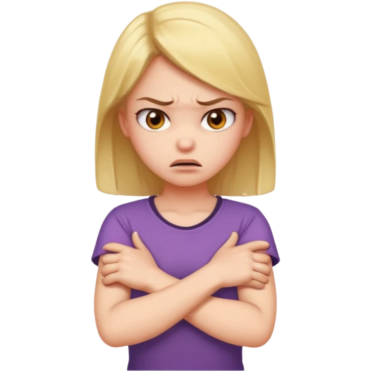  arms crossed holding neck angry girl  emoji