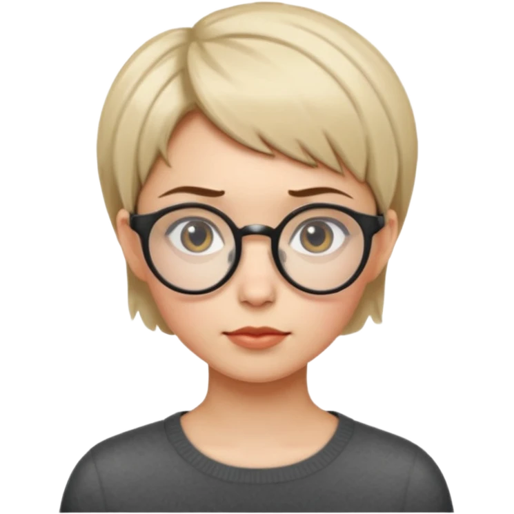 female short hair and round glasses emoji